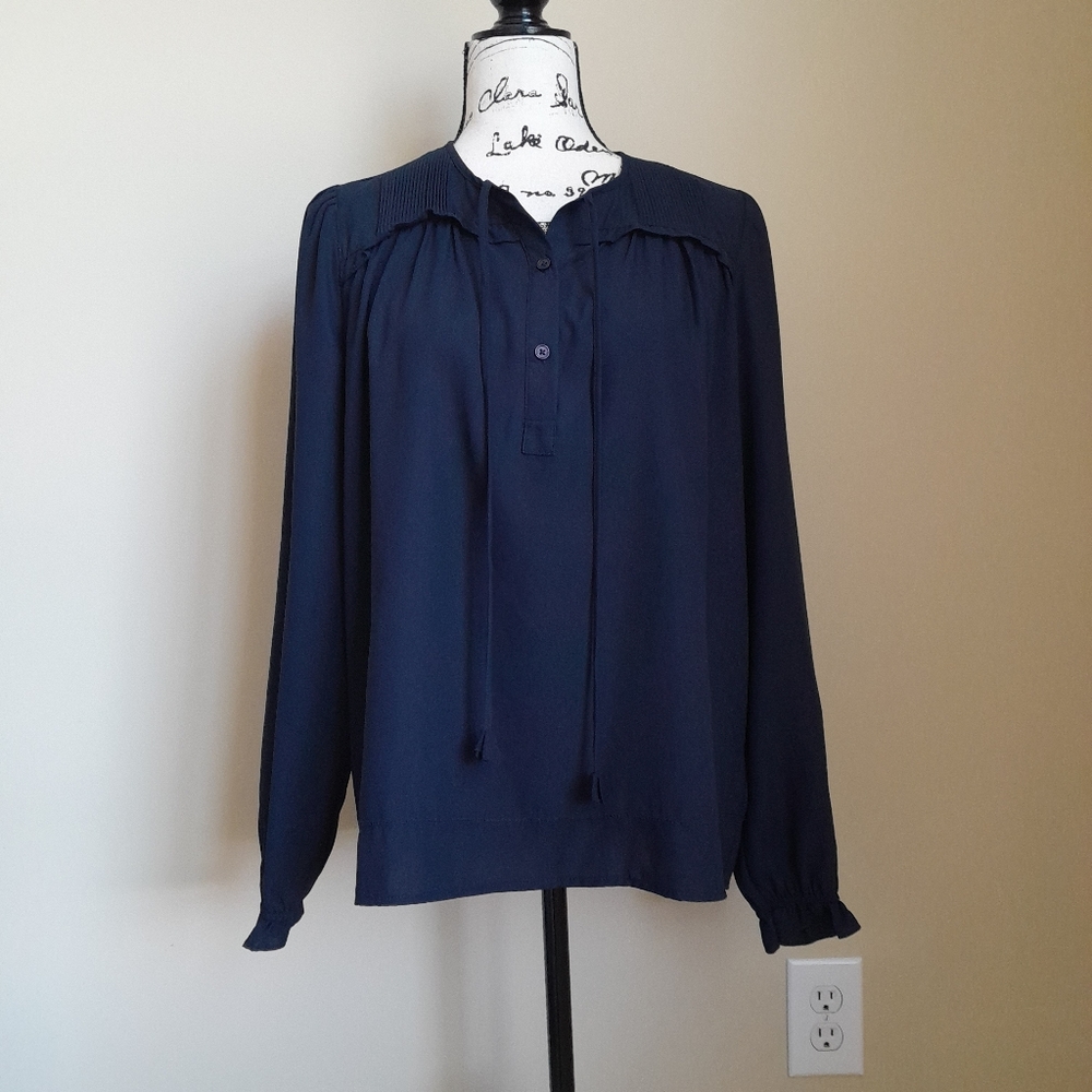 Joie peasant top limited-edition navy-blue long sleeve womens S